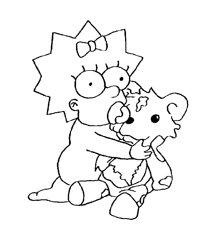 coloriage maggie simpson et son ourson